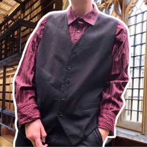 INC International Concepts Vampire Ringmaster Maroon Stripe Button Down, Size XL